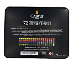 Castle Arts 72 Premium Soft Touch Colored Pencils Tin Open Box READ