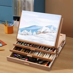 Adjustable Storage Box Easel,Painting Board Stand with Drawers,Storage Box Easel