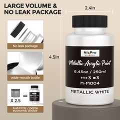 Nicpro Metallic Pearl White Acrylic 8.45 Fl Oz (Pack of 1),