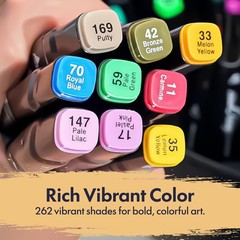 Xushro Dual Tip Alcohol Markers Set 2622 Tips Kit 12 Extra Acrylic Paint