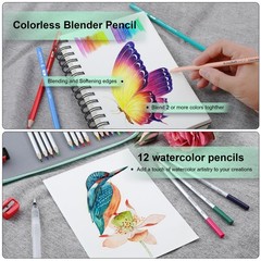 Colored Pencils Set Soft Core Drawing Blending Shading Art Supply 256 PCS