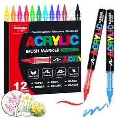Acrylic Paint Markers—Direct-Liquid Ink Control System—12 Colors—12 Colors