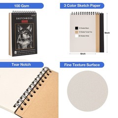 Prina 50 Pack Drawing Set Sketch Kit, Sketching Supplies with Multicolor