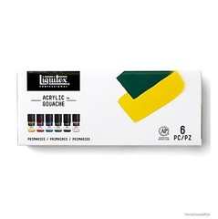Professional Acrylic Gouache Paint Set 6 x 22ml Primaries Flat Matte