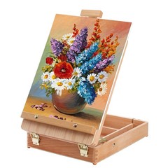 DEAYOU Wood Tabletop Easel Storage Box, Beechwood Portable Sketchbox for Pain…