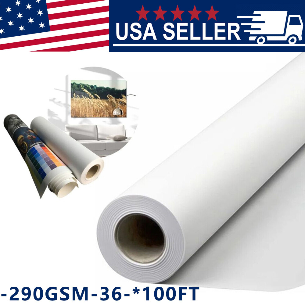 Canvas Roll 36”x100′ Premium Matte 290gsm Waterproof Polyester Painting Canvas