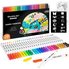 Shuttle Art 28 Colors Fabric Markers, 1 Count (Pack of 28), 28