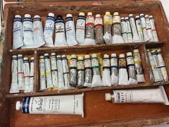 Vintage unused oil paint lot 42 tubes Holbein and Grumbacher And Vintage Artist