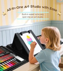 237-Piece Kids Art Set with Double-Sided Easel, Painting Kits for Children