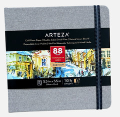 Arteza Watercolor Book 8981 Cold Press Mixed Media 88 Pgs 5.5×5.5” – FREE SHIPP