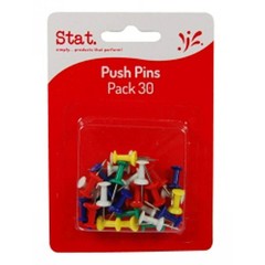 Stat Push Pins Pack of 30 Assorted Colours Secure Items Any Tackable Surface