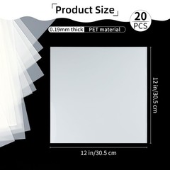 20 PCS 7.5mil Blank Mylar Stencil Sheets 12×12 Inch Translucent PET Plastic