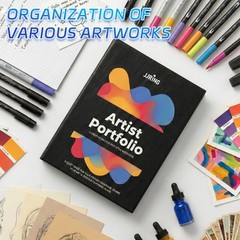 9×12 Foldable Art Portfolio Storage with Elastic Bands, Student Artwork Keeps…