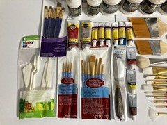Huge Artist Supply Lot Liquitex Acrylic Paint Texture Gel Brushes More