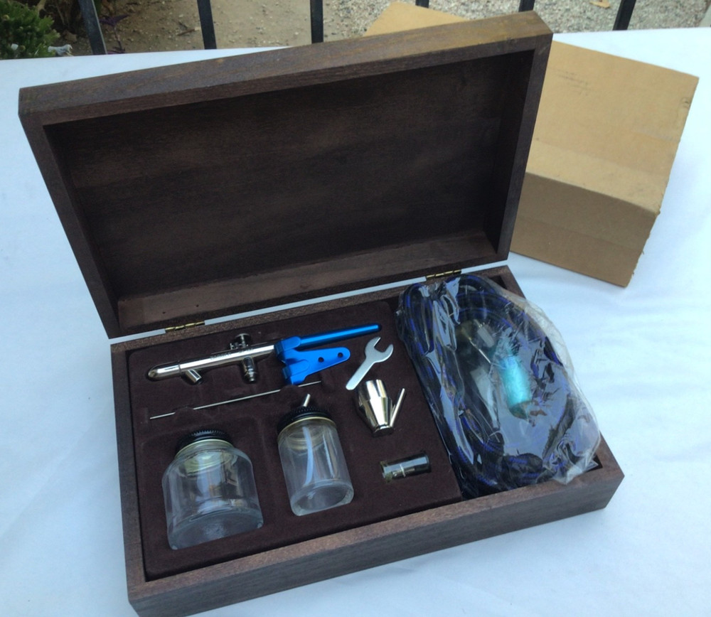 Vintage BADGER 150-4 PK Airbrush Kit Set in Original Wood Case Box 150 Air Brush