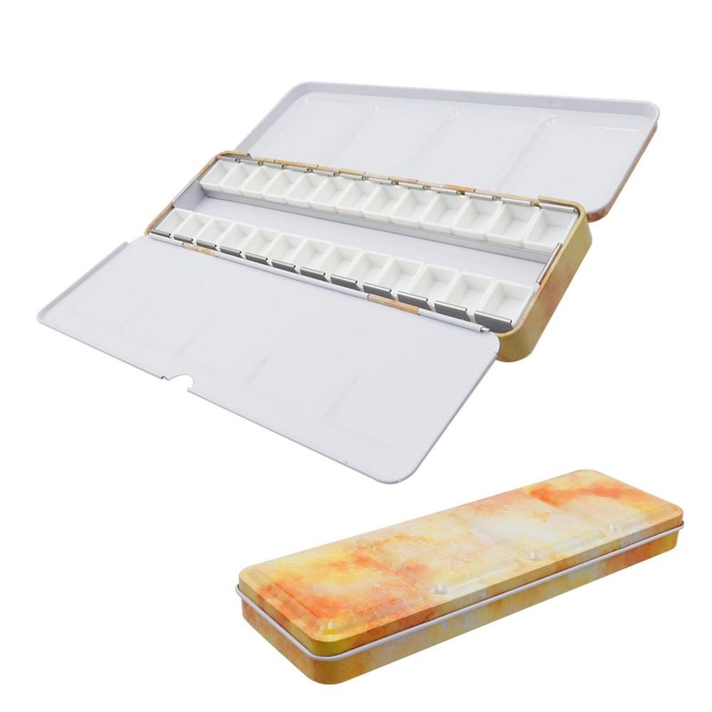 Empty Watercolor Palette Medium Metal Pigment Palette with 26 Empty Half Pans…