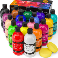 18 Colors Large Washable Paint Set for Kid (8.4Oz,250 Ml), Acrylic Bulk Paint Su