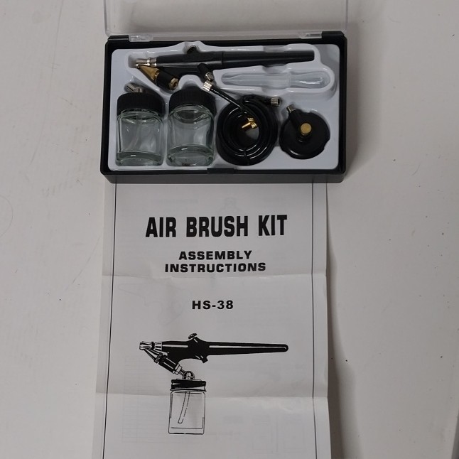 HS-38 Air Brush Kit w/ Hose, 2 Glass Jars, Accessories & Instructions