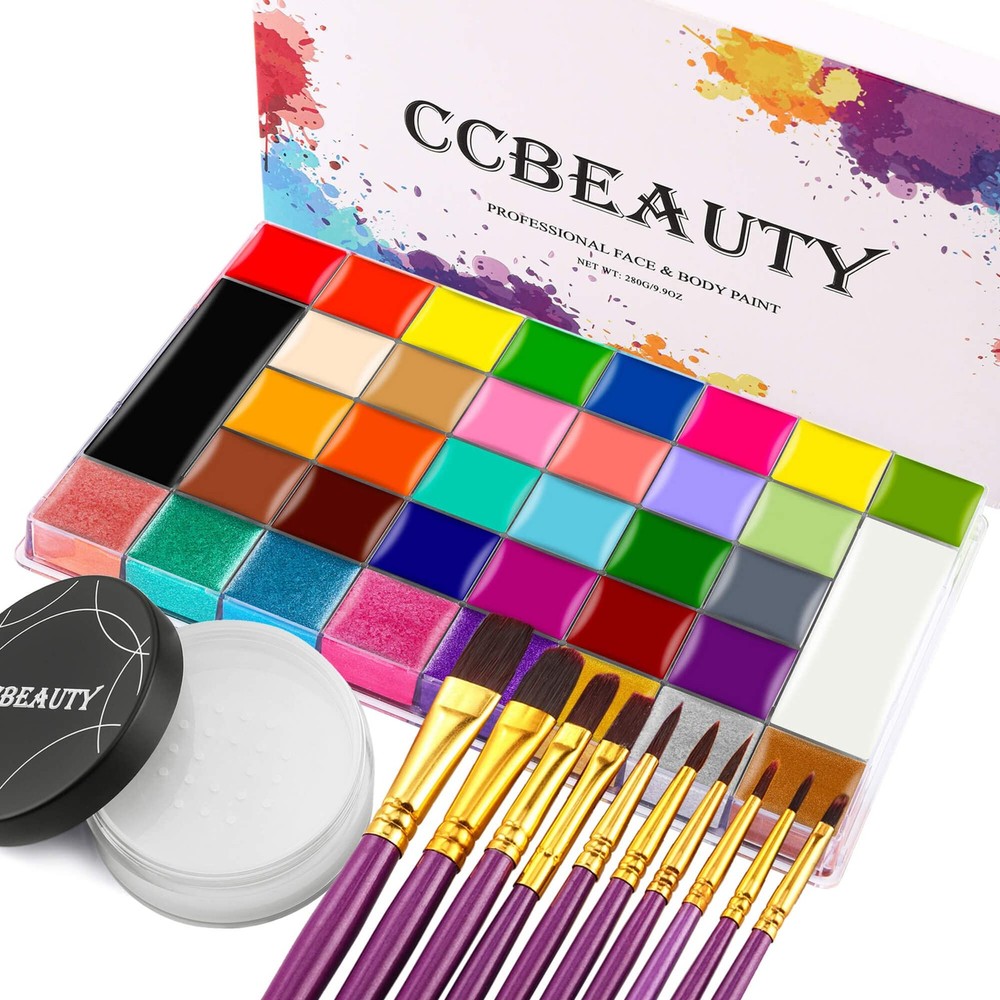CCbeauty 36 3 Count (Pack of 1), 36 Colors With Loose Powder And 10 Brushes