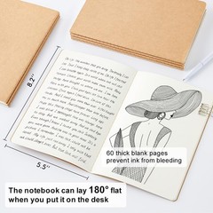feela 8 Pack Unlined Kraft Paper Notebooks, Blank Journal Brown 8