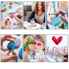 10 Pack Paint Brushes Set for Acrylic Oil Watercolor Face Nail Body Art