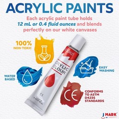 Acrylic Paint Canvas Set for Adults & Kids – 56Pcs Art Painting Kit Supplies