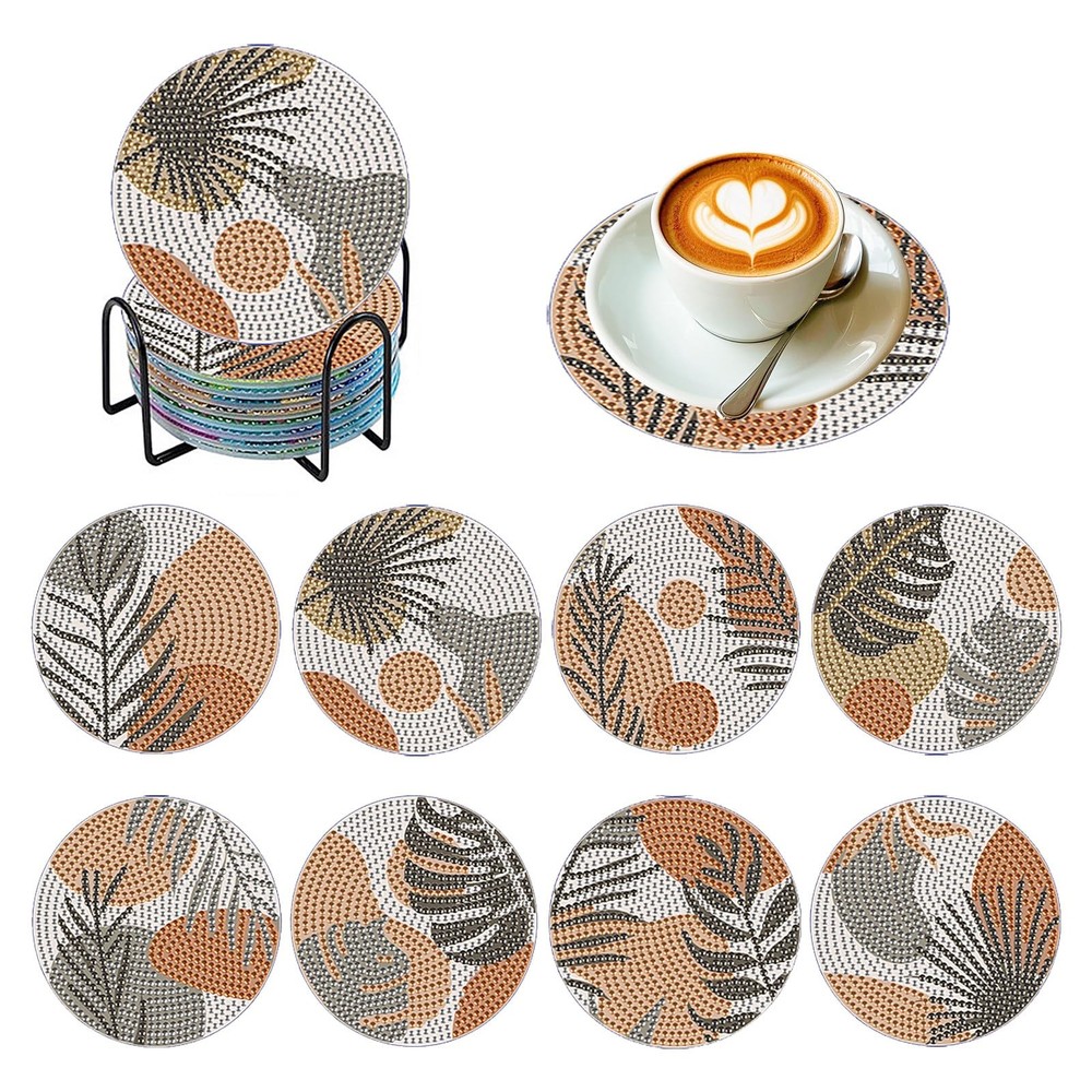 PERFECTSIGHT 8 Pcs DIY Diamond Art Painting 6 inches x 6 inches, Brown+Orange
