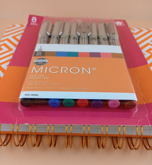 Pretty Spiral Journal With 8 Pack Of Sakura Micron .45 mm Assorted Colors Pens