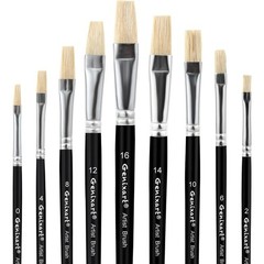 Acrylic Oil Watercolor Paint Brush Set 9pcs Flat Artist Paintbrushes Natural