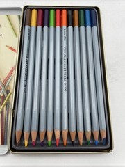 vintage set of Rexel Derwent Watercolour Pencils in a 12-count metal tin
