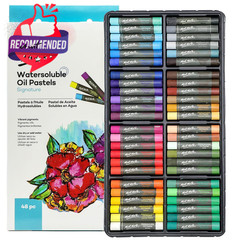 Water Soluble Oil Pastels 48 Count Pack Watercolor Art Set Premium Artist Grade