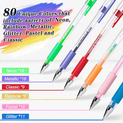 Gel Pens for Adult Coloring Books, 160 Pack Artist Colored Gel Pen with 40% More