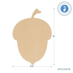 Acorn Shape Wood Cutout 8″x5.5″, Unfinished for Autumn Crafts | Woodpeckers