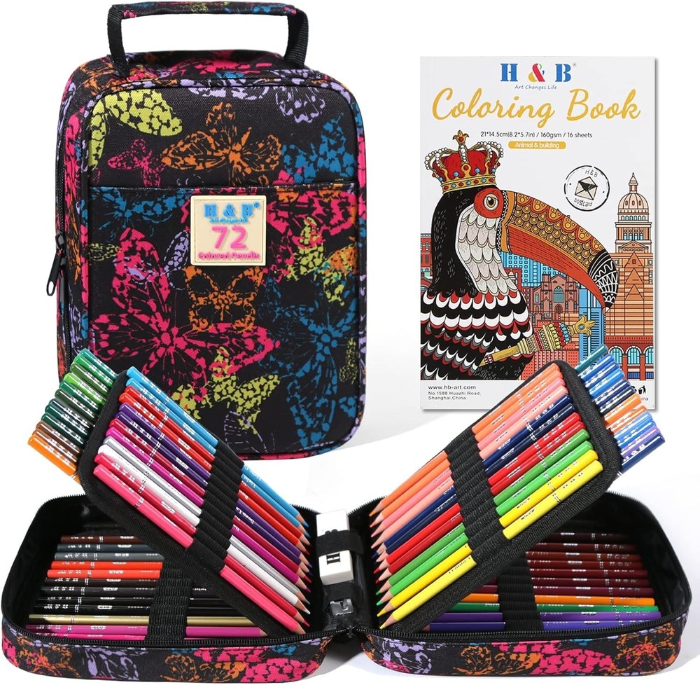 72-Color Colored Pencils Set with Coloring Book, Eraser, and Sharpener – Perfec