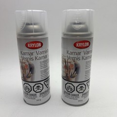 2 Cans Krylon Kamar Varnish Non Yellowing Protection Oil Acrylic & Watercolor