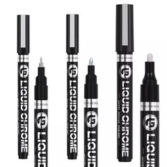 3PACK Liquid Chrome Marker Pump Model Silver Mirror DIY Highlight Multifunction
