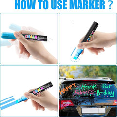 Window Chalk Markers for Cars Glass Washable, 10 Colors Jumbo Liquid Chalk Marke