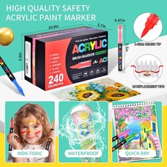 Acrylic Paint Markers Brush Tip 240 Colors, Direct-Liquid Ink Control System,…