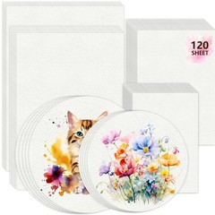 120 Sheets Watercolor Paper Bulk 6 Sizes 9×12 8.5×11 8×8 Inch 140 lb/300 GSM