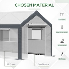 Outsunny 12 L x 7 W x 7 H Walk-in Outdoor Tunnel Greenhouse, PE Cover, Steel 2 4