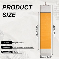 37.4″ x 8.7″ 2 Pcs Blank Hanging Scroll Paper Wood Rod, Bright Yellow