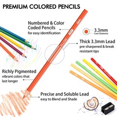 152 Colored Pencils with Pencil Sharpener Premium Soft Core Colors Pencils Se…
