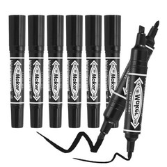 Broad & Fine Tip Markers, 8Pcs Oil-Based Markers Highlighter, Black