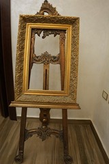 Rare Rococo Baroque Ornate Wood Display Art Easel – Hand-Carved Decorative Stand