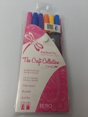 Tombow Dual Brush Pens Set of 6 Primary Color Palette Water Based-RETRO – 56151