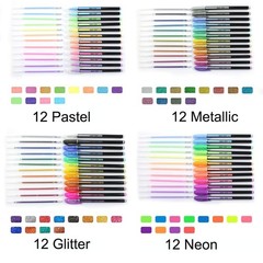 SAYEEC 48 Packs Glitter Metallic Gel Pen 1 Count (Pack of 48), Multicolored