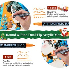 80 Colors Dual Tip Acrylic Paint Markers, Premium Dot & Fine Tip Coloring Pai…