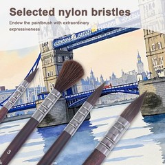 10 PCS Black Artist Paint Brush Set Nylon Bristles for Acrylic Oil Water