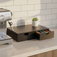 Wooden Coffee Capsule Box Desktop Organization Double Drawer Capsule Holder