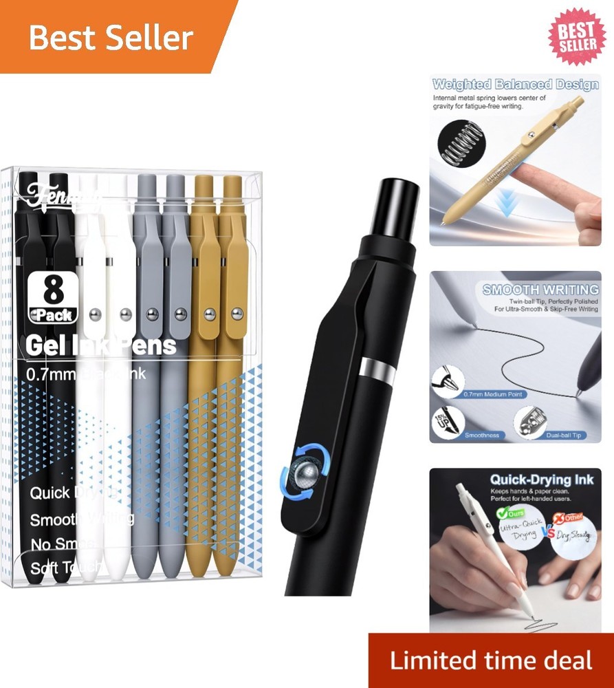 Versatile 8 Pcs Gel Pens – 0.7mm Fine Point, Smudge-Free for Journaling & Office